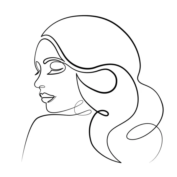 Linha arte doodle curl padrão bela mulher retrato — Fotografia de Stock