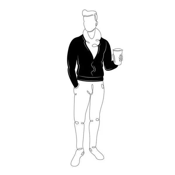 男士黑夹克热咖啡 — 图库矢量图片