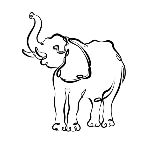 Continuous one line hand drawing elephant — Stock Photo, Image