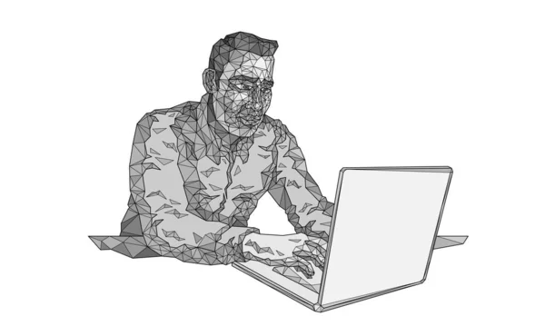 Hombre de negocios especialista en TI que trabaja detrás de una computadora portátil —  Fotos de Stock