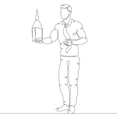 Elinde bir ev inşa projesi olan bir mimar.