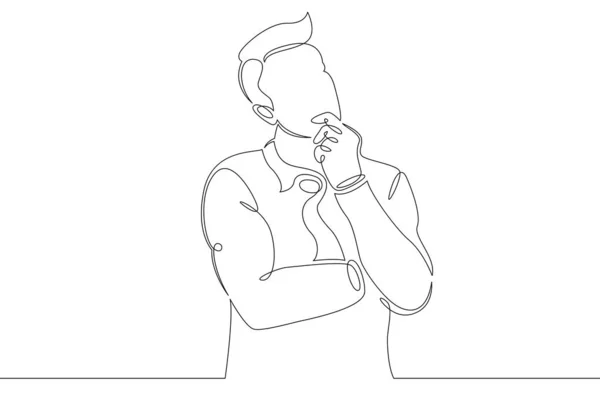 Linha única desenhada arte doodle homem de negócios pensa — Fotografia de Stock