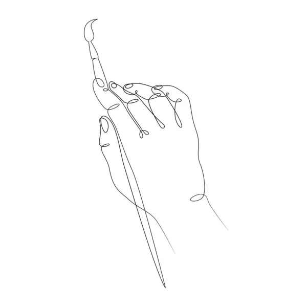 Minimalism doodle hand holds draws — Stockfoto