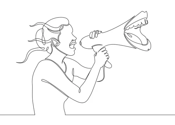 One continuous drawn single line art line character  megaphone