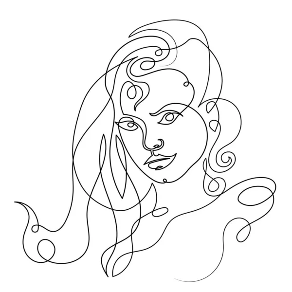 Continuous single drawn art line portrait — Stock Photo, Image