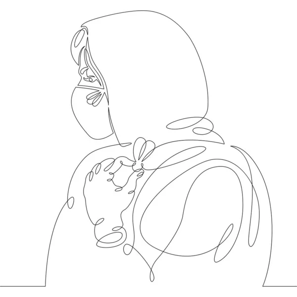 Νεαρή γυναίκα με προστατευτική μάσκα προσώπου από τον κορωναϊό. — Διανυσματικό Αρχείο