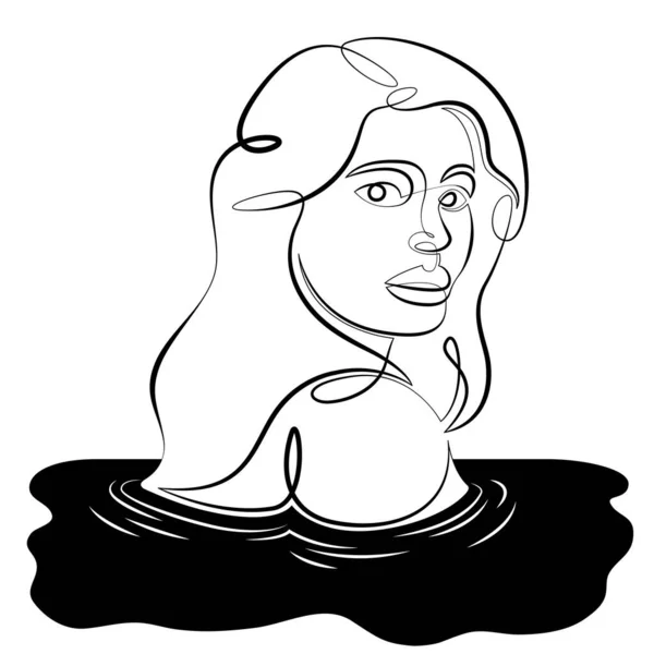 Menina bonita emerge da água, retrato de rosto . — Fotografia de Stock