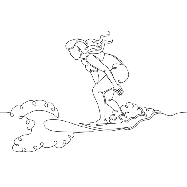 Vrouw meisje vrouwelijke surfer op het bord — Stockfoto