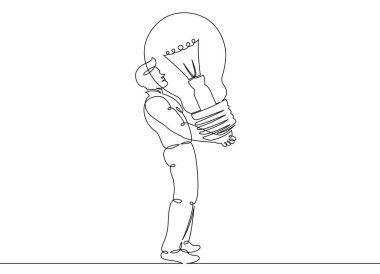 Bir sürekli tek çizilmiş çizgi sanat karalama lambası, ampul