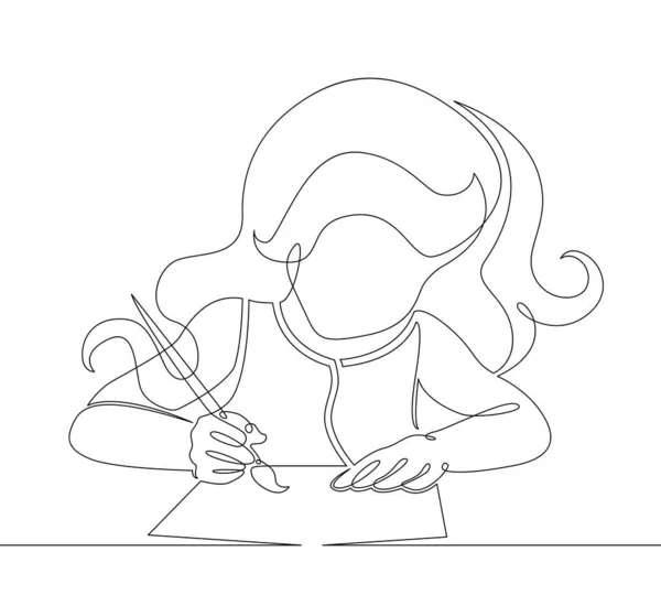Girl, drawing, child, little, kid, art, pencil, brush — Stock Photo, Image