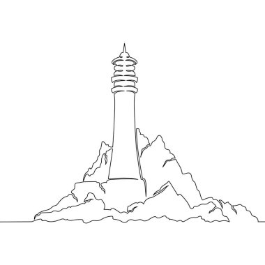  Aralıksız çizilmiş çizgiler sanat karalamaları deniz, sahil, deniz feneri