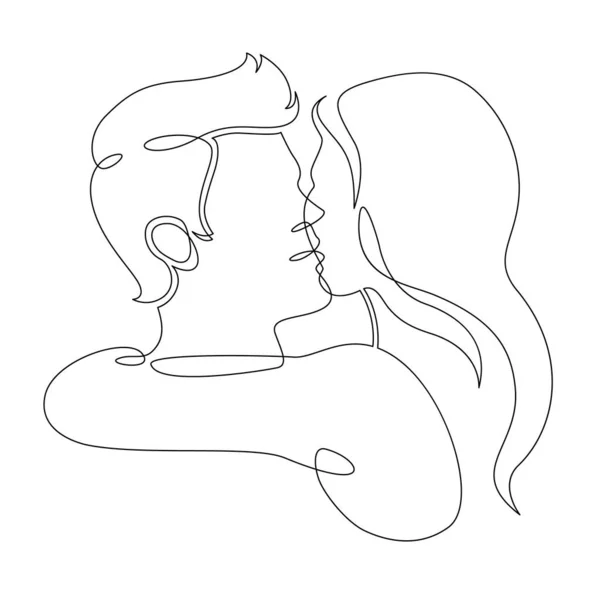 Kontinuierliche einzelne Linie Kunst Doodle Liebe, Paar, Kuss — Stockfoto