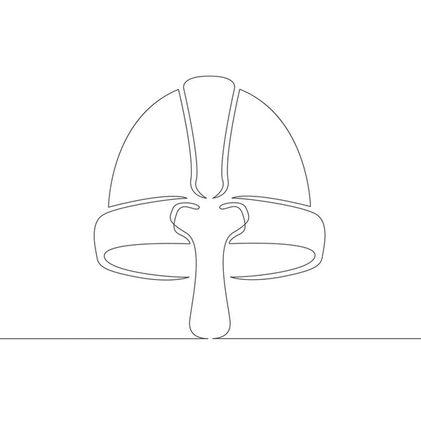 Um capacete de metal viking medieval linha de arte desenhada única contínua doodle — Fotografia de Stock