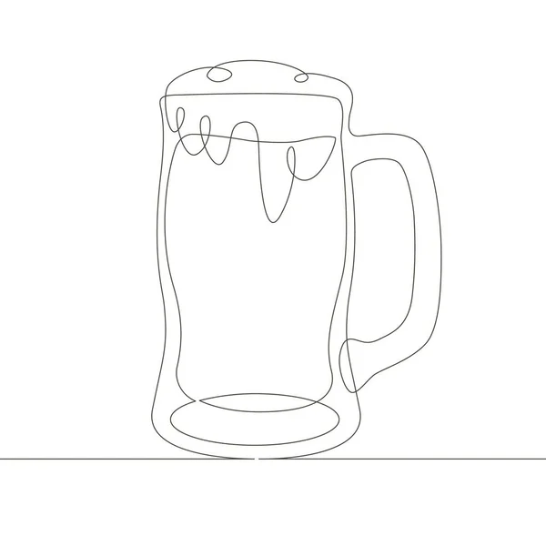 Línea dibujada única continua arte garabato cerveza —  Fotos de Stock