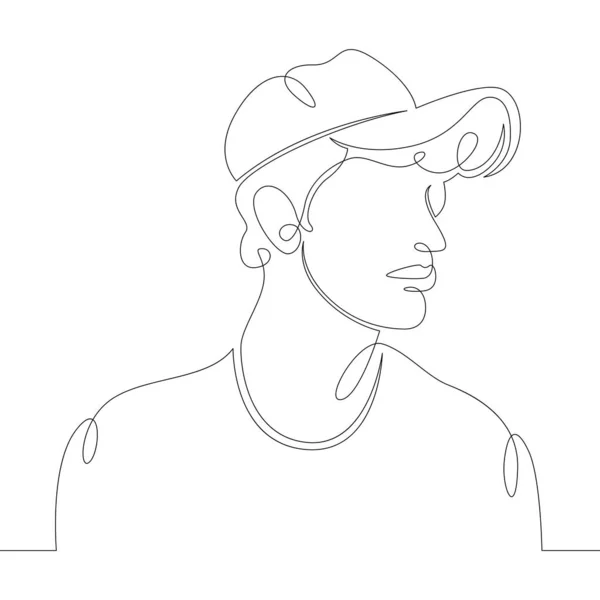 Портрет молодого человека в шляпе, шляпе, бейсболке . — стоковый вектор