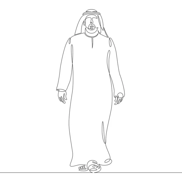 Árabe masculino oriental en traje nacional kandura — Vector de stock