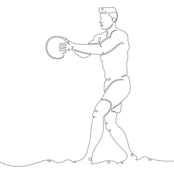 Personaje masculino jugador de voleibol playa — Vector de stock