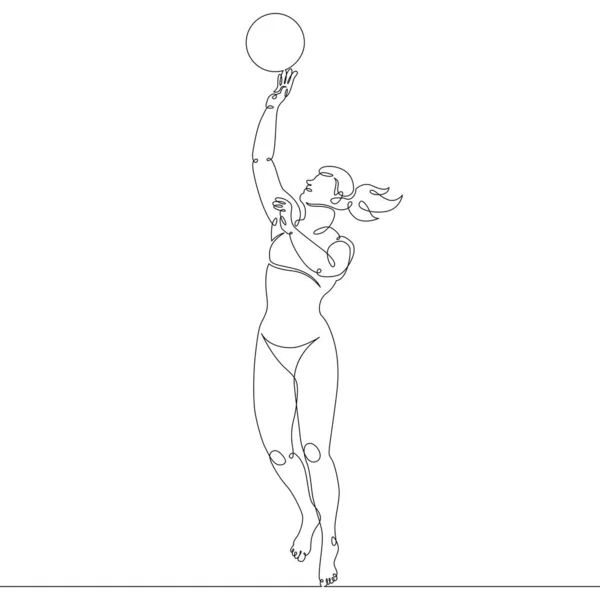 Personaggio femminile atleta che gioca a beach volley — Foto Stock