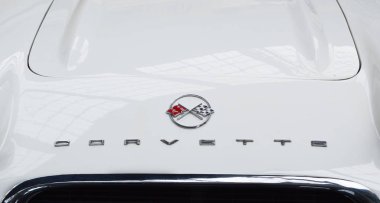 Moskova, Rusya, 11 Eylül 2015. Corvette logo başlık üzerinde 