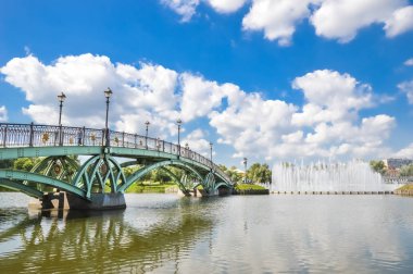 Gölet üzerinde Tsaritsyno, Moskova, kemer köprü