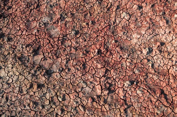 Achtergrondafbeelding van droge rode klei bodem — Stockfoto