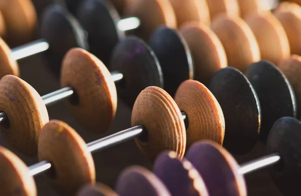 Close-up macro photo of vintage abacus for calculation — Stock Photo, Image