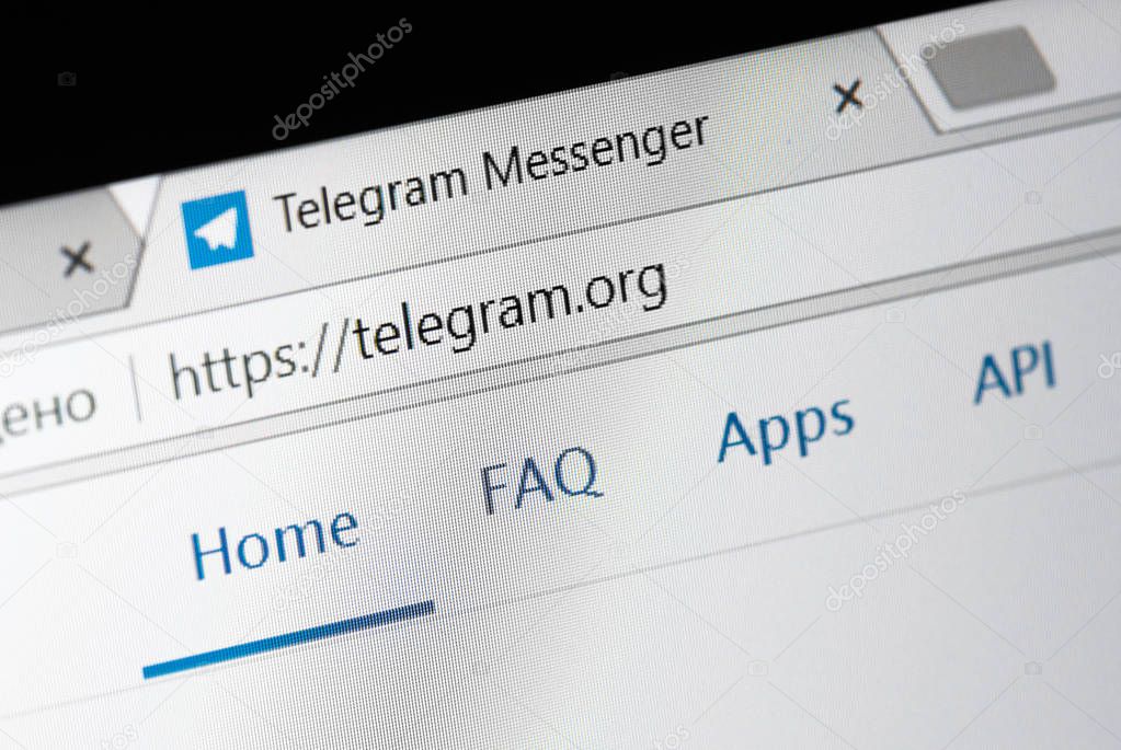MOSCOW, RUSSIA, April 17, 2018. The main page site of the Telegram Messenger opened in the browser