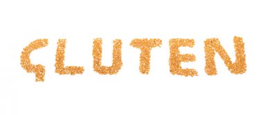 Gluten Buğday taneleri beyaz bir arka plan üzerinde yazıt