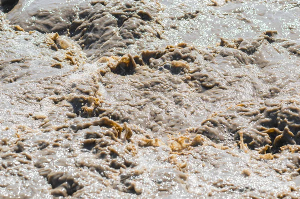 Streams and splashes of dirty water close-up background image