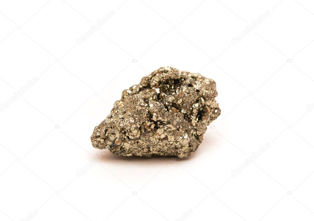 Pyrite mineral isolated on white background