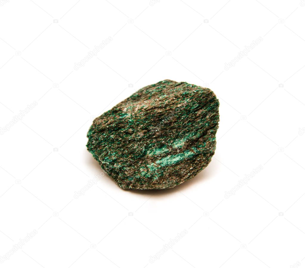 Fuchsite mineral isolated on white background