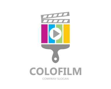 Vektör film boya logo tasarım şablonu. Yaratıcı film simge veya simgesi