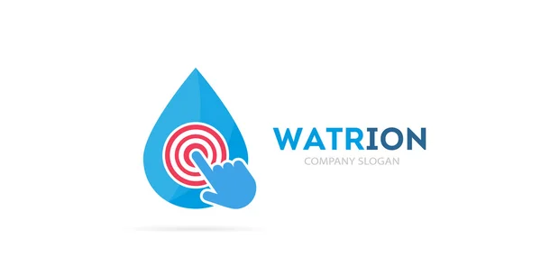 Wektor drop i kliknij logo kombinacji. Symbolem Aqua i kursora lub ikony. Unikalny szablon projektu logotypu wody i oleju. — Wektor stockowy