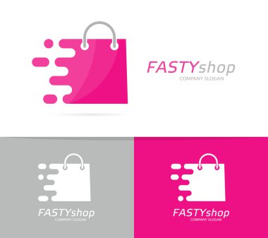 Vektör hızlı paket logo bileşimi. Hız çanta simge veya simge. Benzersiz satın almak ve satış logo tasarım şablonu.