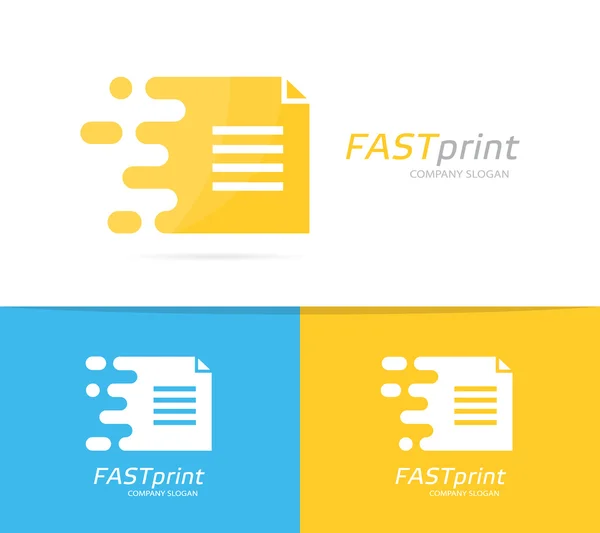 Vektor schnelle Datei Logo Kombination. Speed-Dokument Symbol oder Symbol. einzigartige Design-Vorlage für Seite und Notizbuch. — Stockvektor