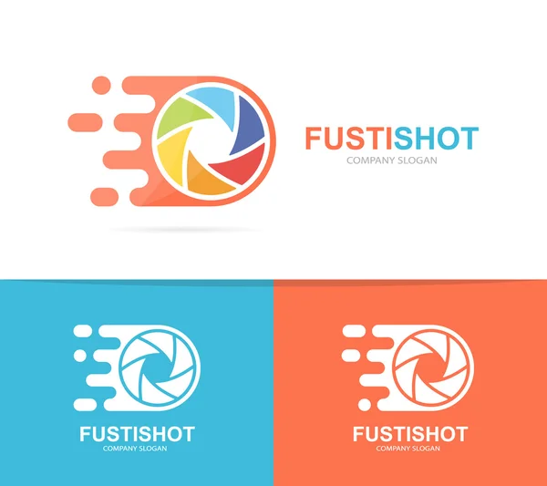 Vector snelle camera sluiter logo combinatie. Lens snelheidssymbool of pictogram. Unieke foto en focus logo ontwerpsjabloon. — Stockvector