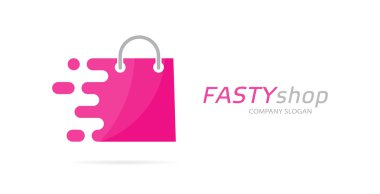 Vektör hızlı paket logo bileşimi. Hız çanta simge veya simge. Benzersiz satın almak ve satış logo tasarım şablonu.