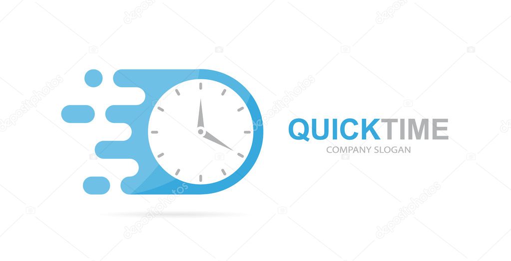 Vector fast clock logo combination. Speed timer symbol or icon. Unique express and watch logotype design template.