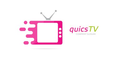 Vektör hızlı televizyon logosu bileşimi. Hız sinema simge veya simge. Benzersiz film ve film logo tasarım şablonu.