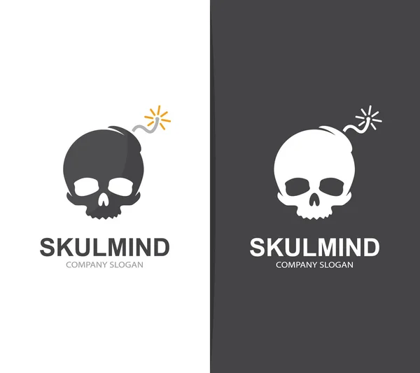 Vector skull and bomb logo combination. Explosion and dead symbol or icon. Unique danger and destruction logotype design template. — Stock Vector