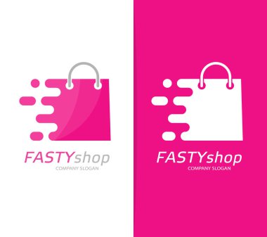 Vektör hızlı paket logo bileşimi. Hız çanta simge veya simge. Benzersiz satın almak ve satış logo tasarım şablonu.
