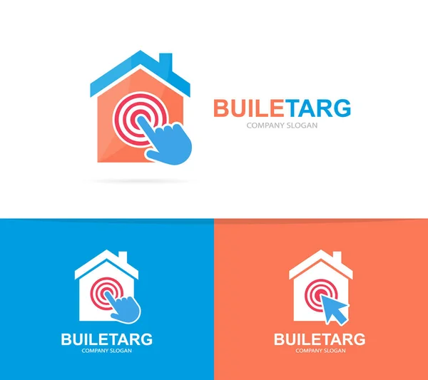 家をベクトルし、ロゴの組み合わせをクリックします。不動産やカーソル シンボル アイコン。ユニークなマンションと家賃庁ロゴタイプ デザイン テンプレート. — ストックベクタ