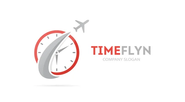 Vektor der Kombination aus Rakete und Uhr-Logo. Flugzeug und Timer Symbol oder Symbol. einzigartige Vorlage für die Gestaltung von Logos und Uhren. — Stockvektor