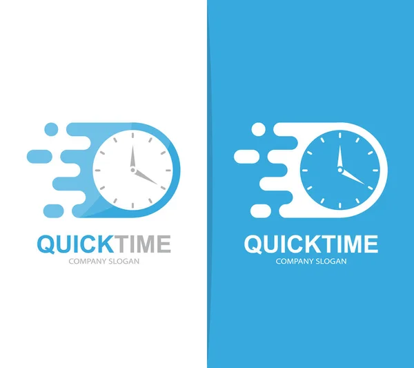 Vektör hızlı saat logo bileşimi. Hızı Zamanlayıcı simgesi veya simge. Benzersiz hızlı ve logo tasarım şablonu izlemek. — Stok Vektör