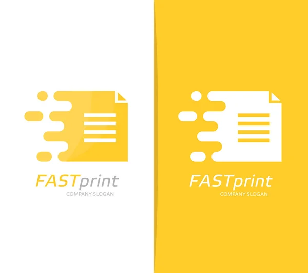 Vektor schnelle Datei Logo Kombination. Speed-Dokument Symbol oder Symbol. einzigartige Design-Vorlage für Seite und Notizbuch. — Stockvektor