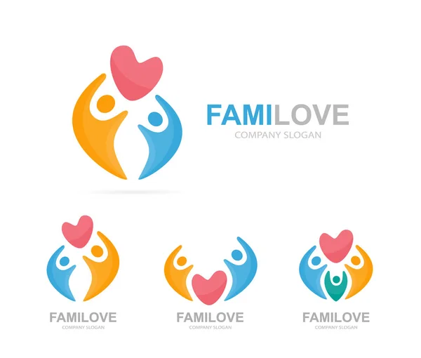 ベクトルの人々 の心とロゴの組み合わせ。心臓病と家族のシンボルまたはアイコン。ユニークな連合を受け入れ、接続、チームおよびコミュニティのロゴタイプ デザイン テンプレート. — ストックベクタ