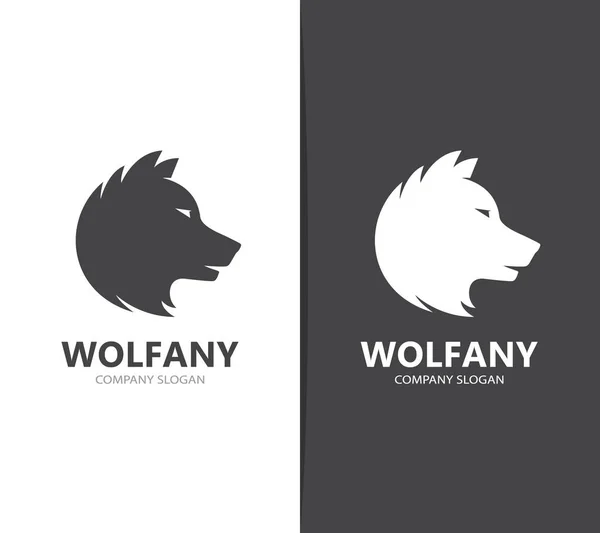 Vecteur de combinaison de logo loup et prédateur. Bête et symbole ou icône de chien. Modèle unique de conception de logotypes pour la faune et les chasseurs . — Image vectorielle