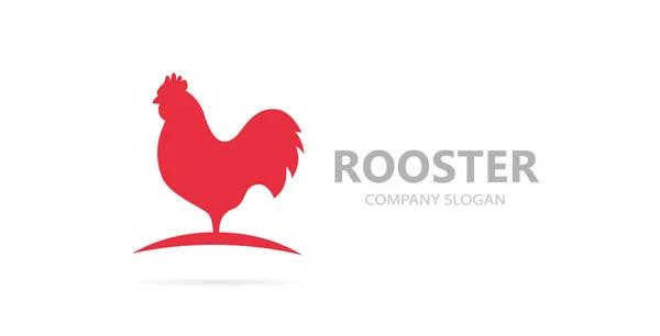 Vettore di combinazione logo gallo rosso. Gallo e pollo simbolo o icona. Modello di design unico per uccelli e galletti . — Vettoriale Stock
