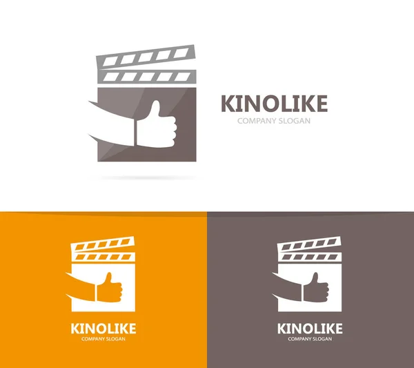 Vector de clapperboard y combinación de logotipo similar. Cine y mejor símbolo o icono. Plantilla única de diseño de logotipos de vídeo y película . — Vector de stock