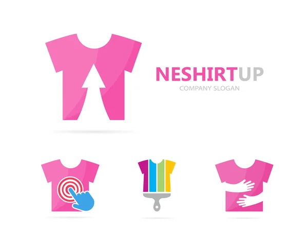 布とロゴの組み合わせを矢印のベクトル。シャツと成長のシンボルまたはアイコン。ユニークなファッションと服飾のロゴタイプのデザイン テンプレート. — ストックベクタ